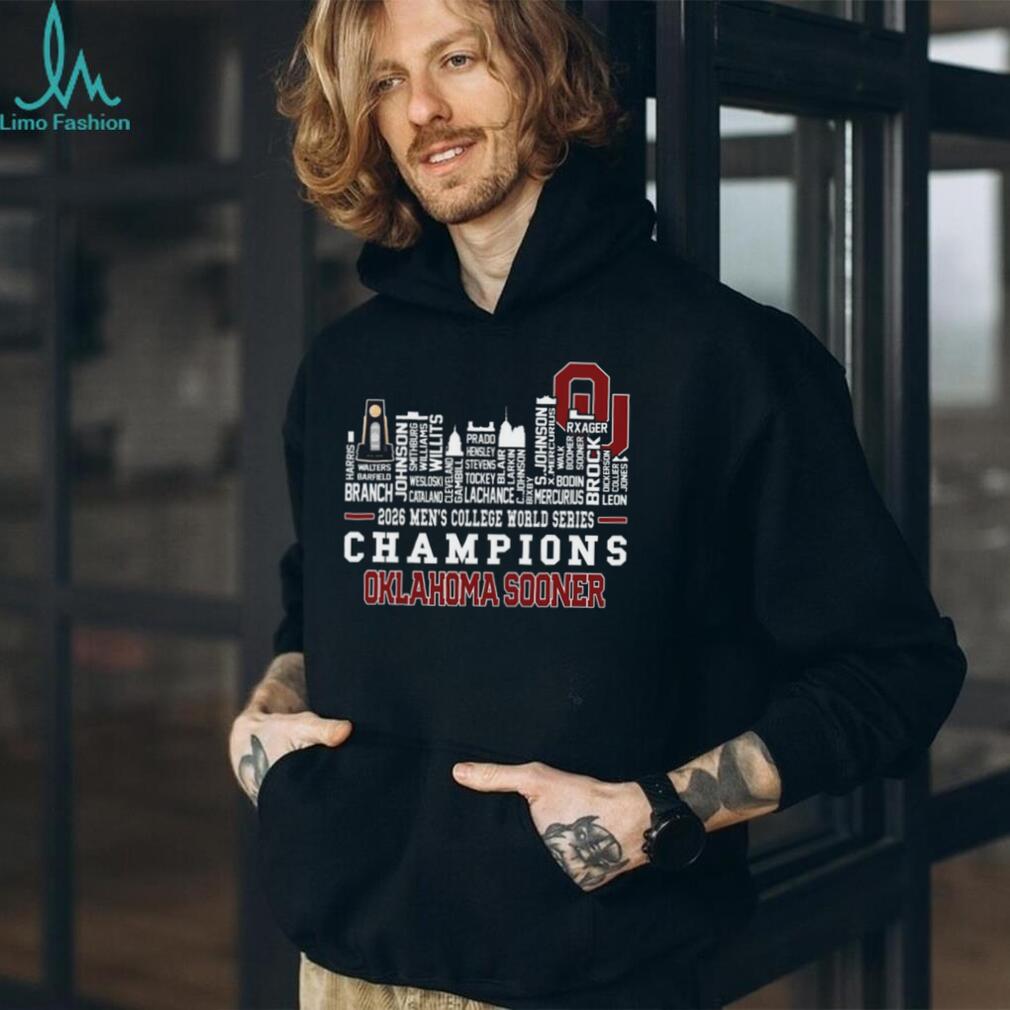 Oklahoma Sooners 2026 Men’s College World Series Champions Skyline Typography Fans Shirt