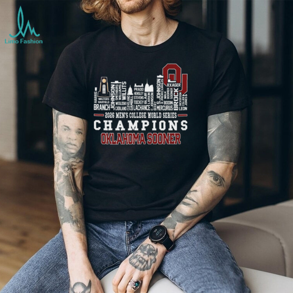 Oklahoma Sooners 2026 Men’s College World Series Champions Skyline Typography Fans Shirt
