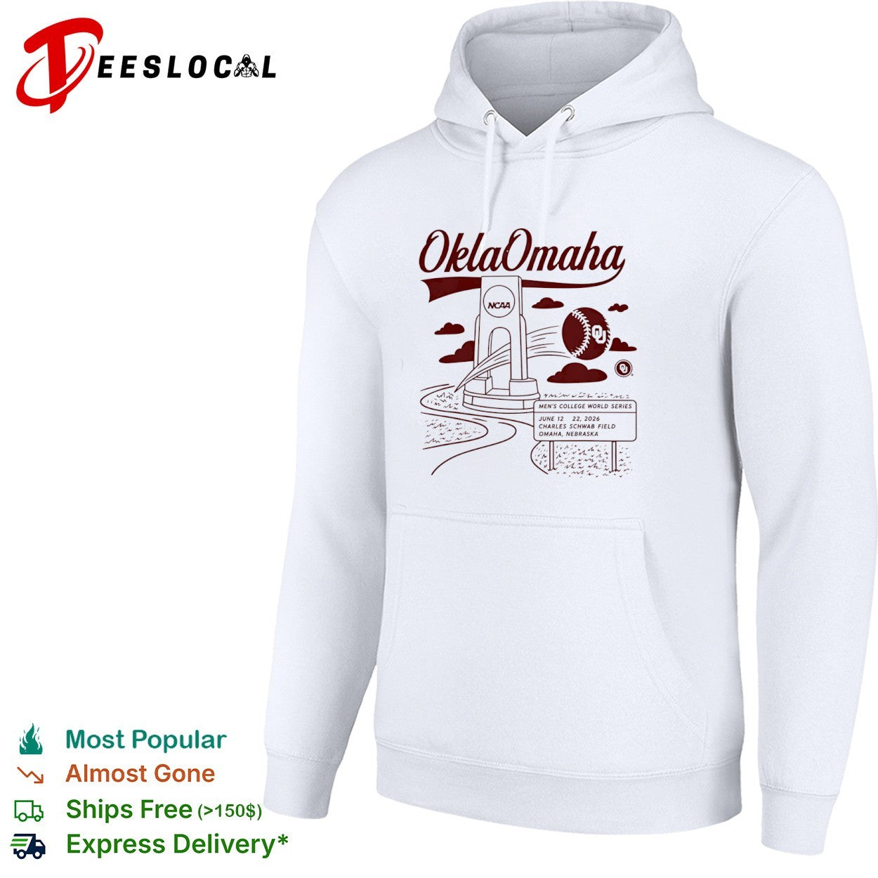 Oklahoma Sooners OklaOmaha NCAA Men’s College World Series 2026 Charles Schwab Field shirt
