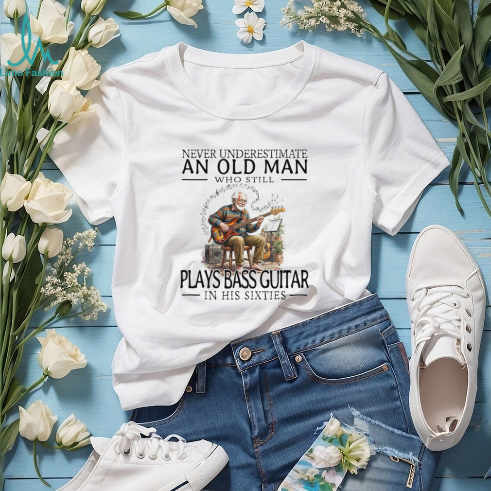 Old Man Bass Guitarist Musician In His Sixties Shirt