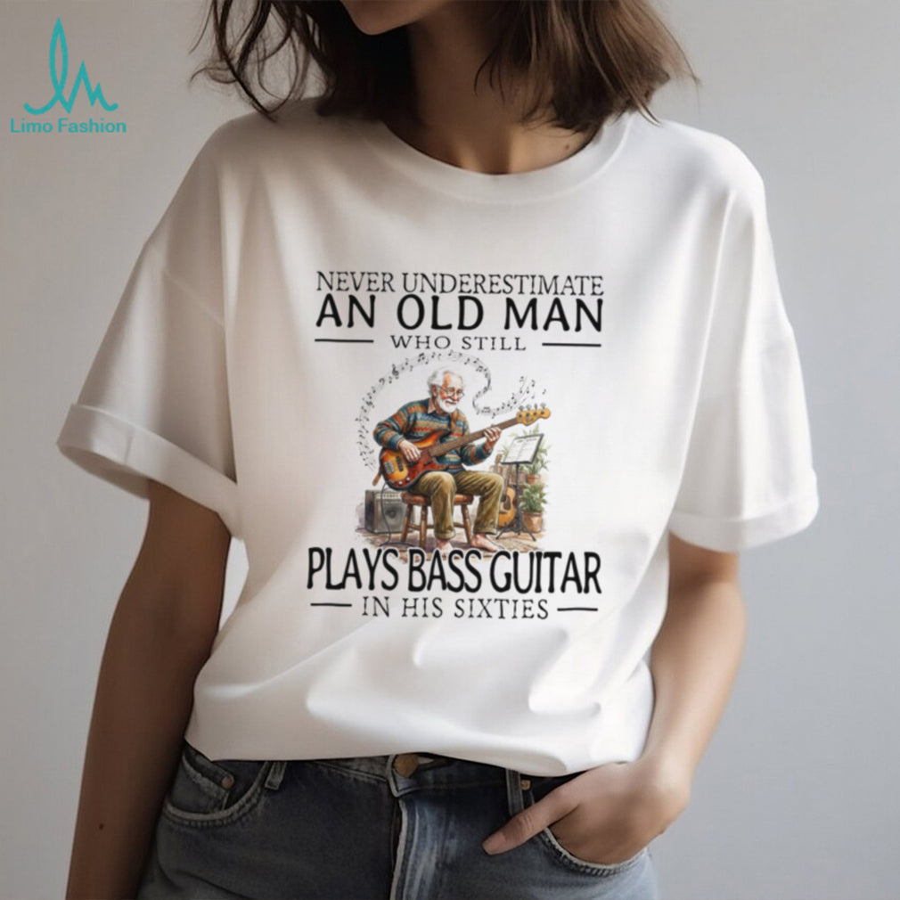Old Man Bass Guitarist Musician In His Sixties Shirt
