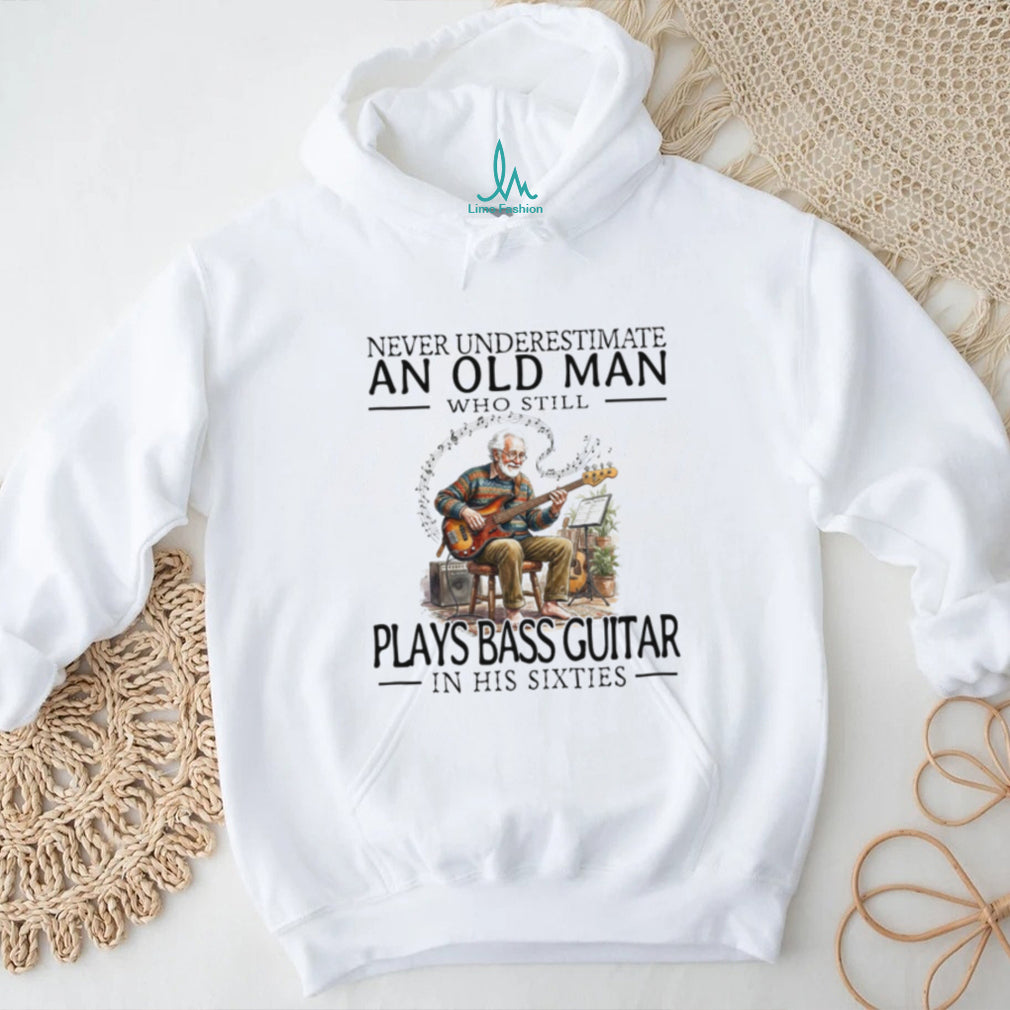 Old Man Bass Guitarist Musician In His Sixties Shirt