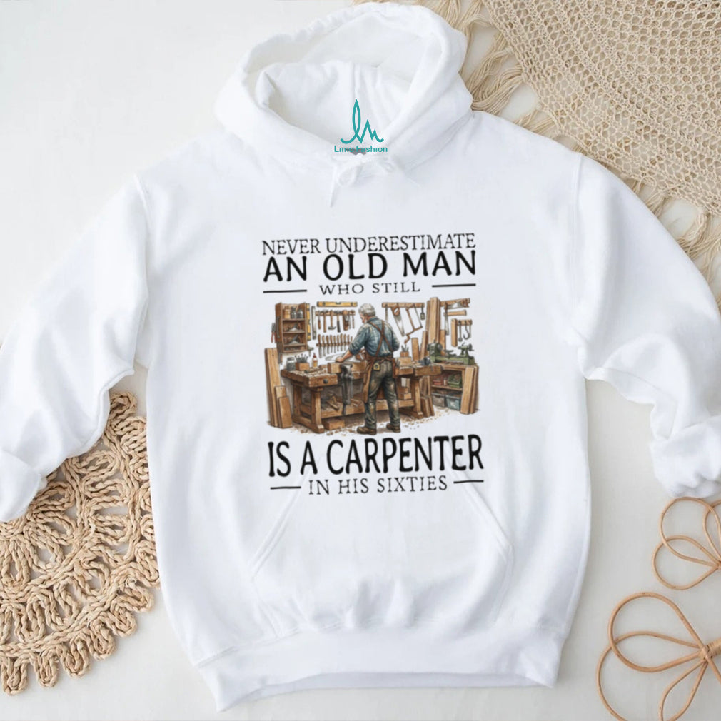 Old Man Carpenter Woodworking Workshop Hobby In His Sixties Shirt