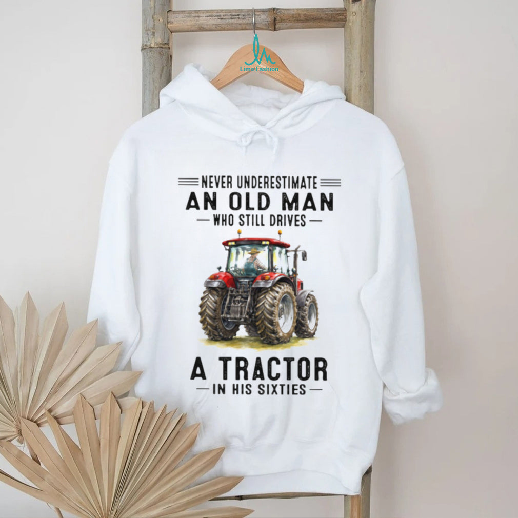 Old Man Driving Tractor Sixties Farmer Gift Shirt