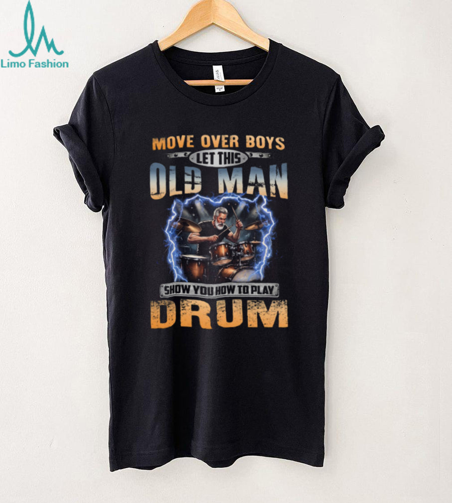 Old Man Drum Player Lightning Musician Gift Shirt