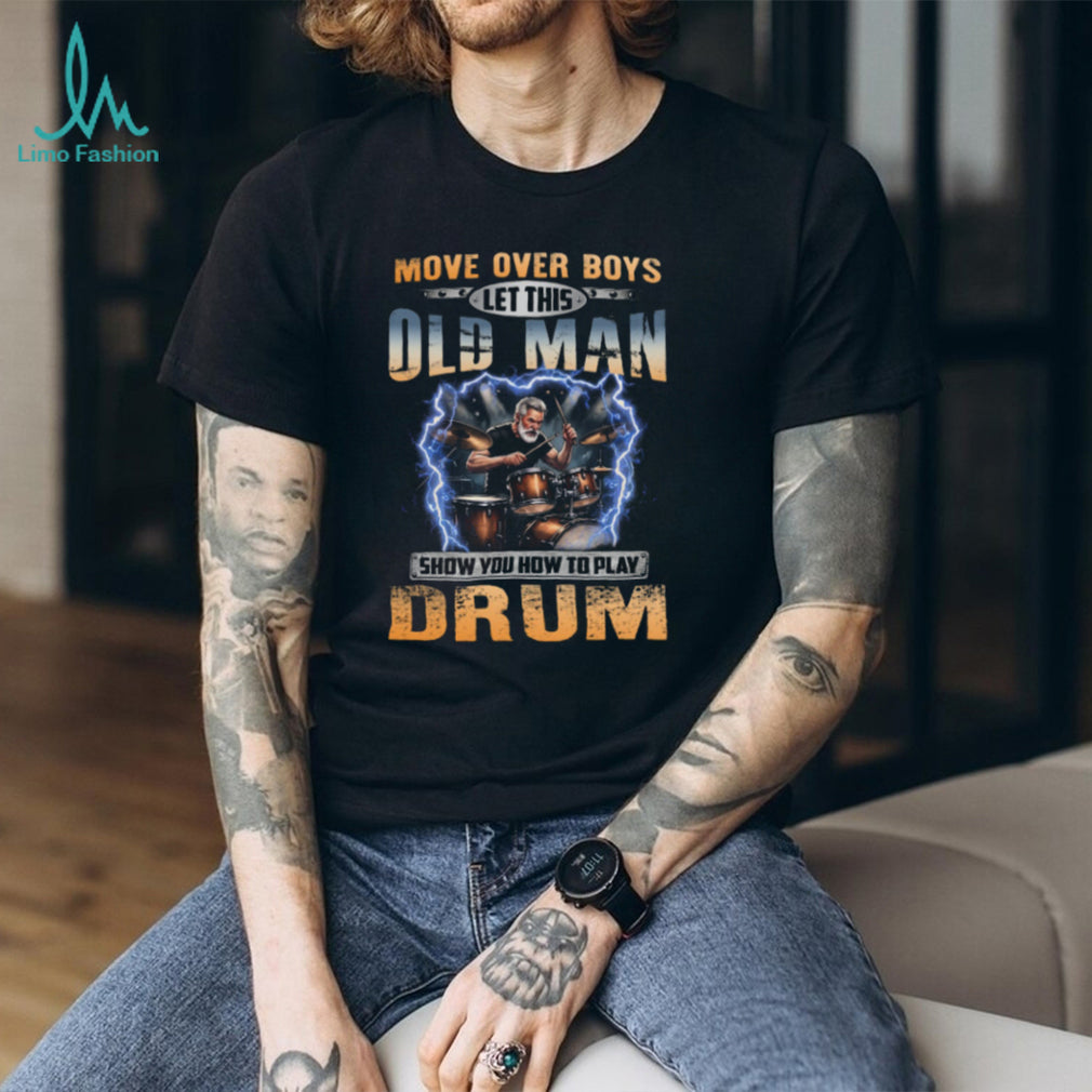Old Man Drum Player Lightning Musician Gift Shirt