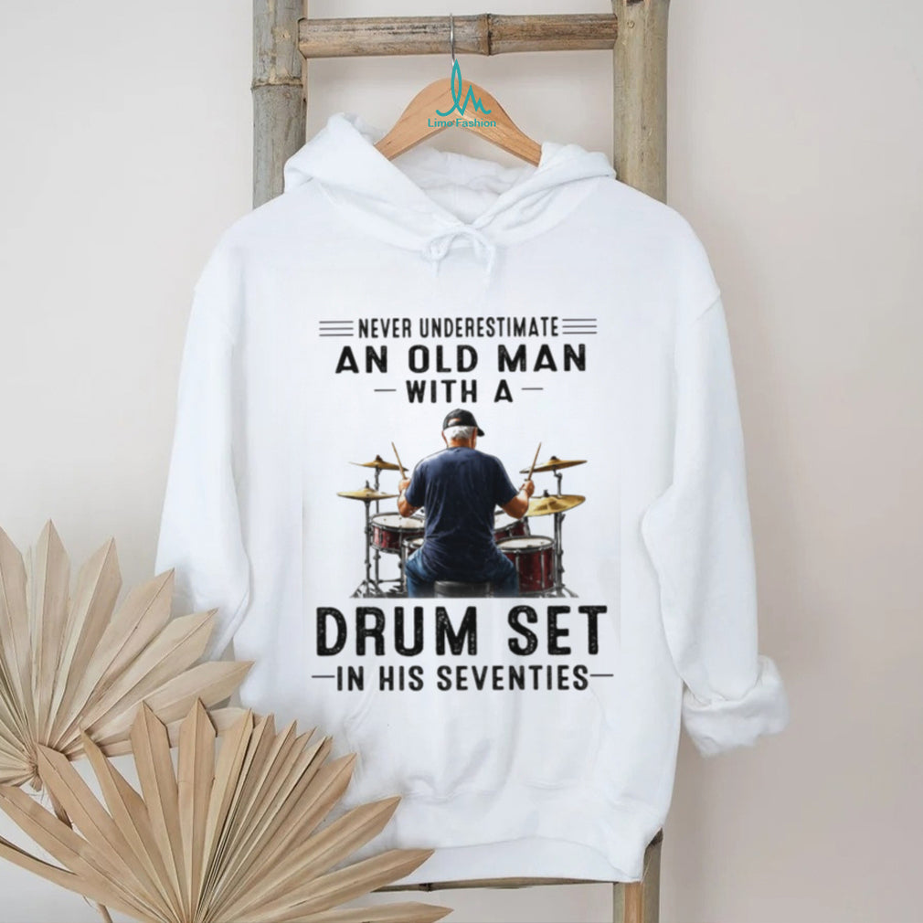 Old Man Drum Set Seventies Musician Shirt
