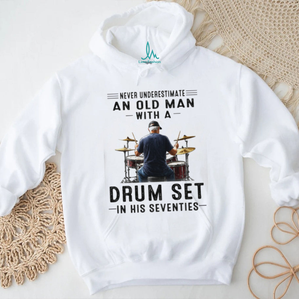 Old Man Drum Set Seventies Musician Shirt