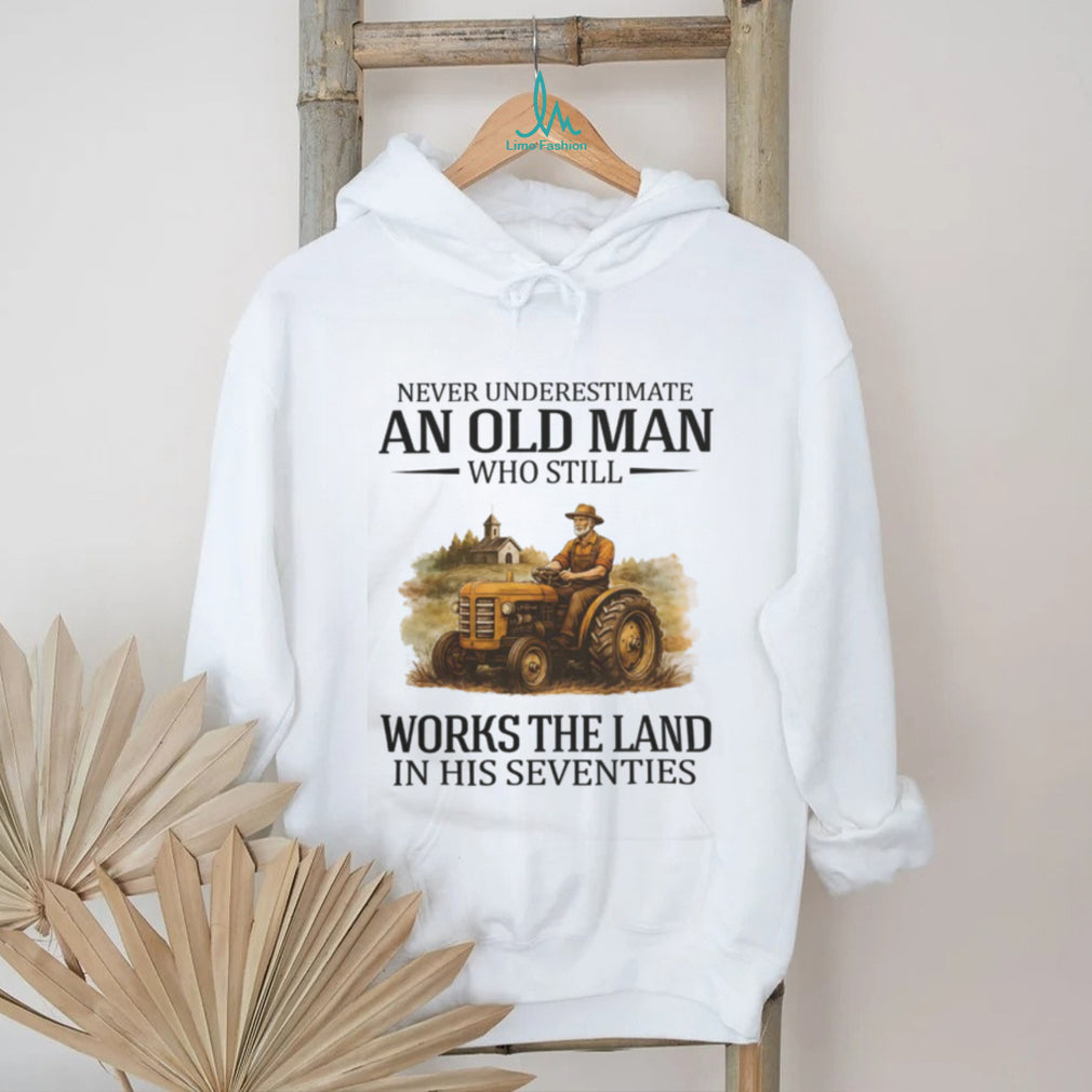 Old Man Farmer Seventies Theme Tractor Farming Senior T Shirt