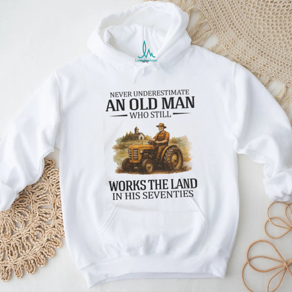 Old Man Farmer Seventies Theme Tractor Farming Senior T Shirt