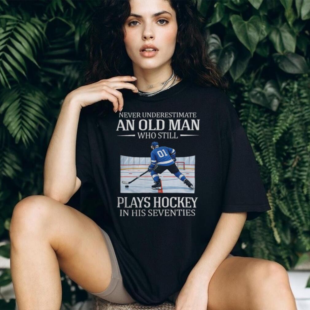 Old Man Hockey Player Seventies Theme Ice Hockey Senior T Shirt