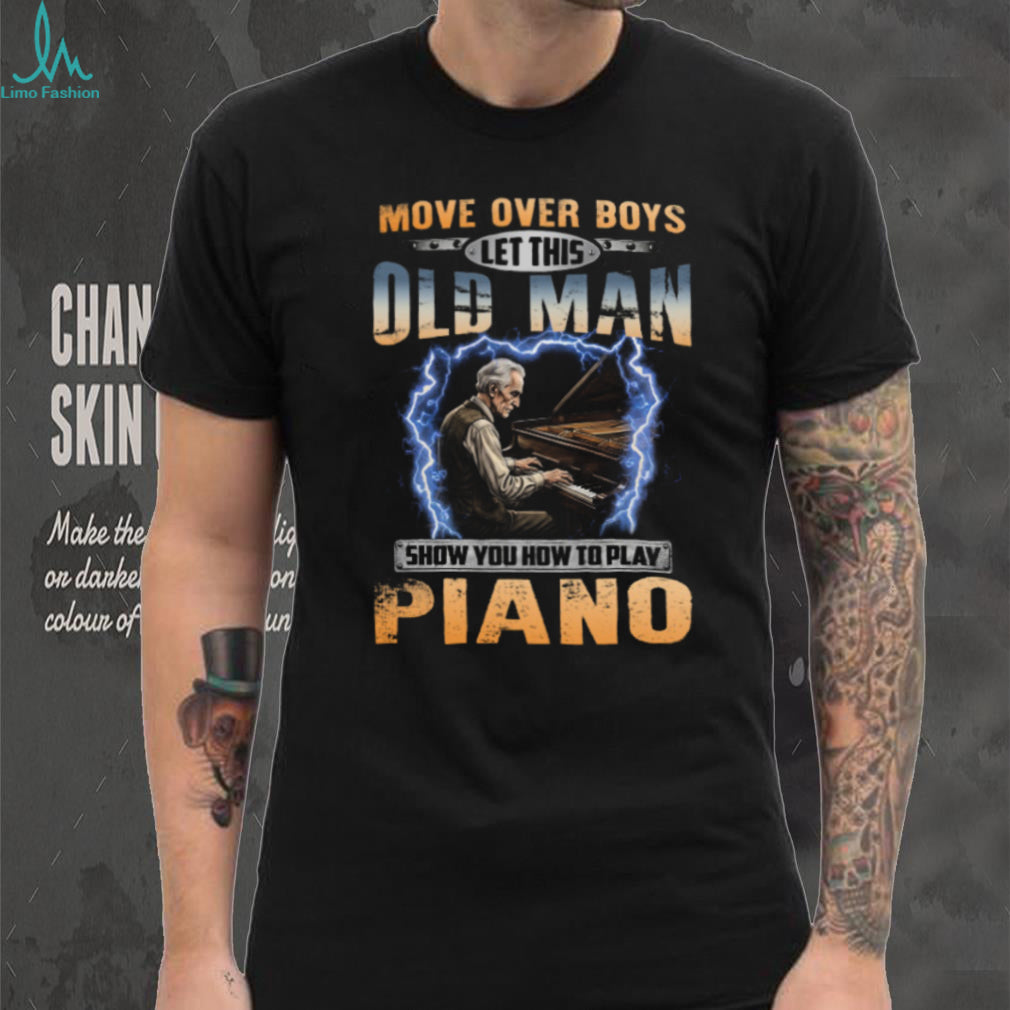 Old Man Piano Player Lightning Musician Gift Shirt