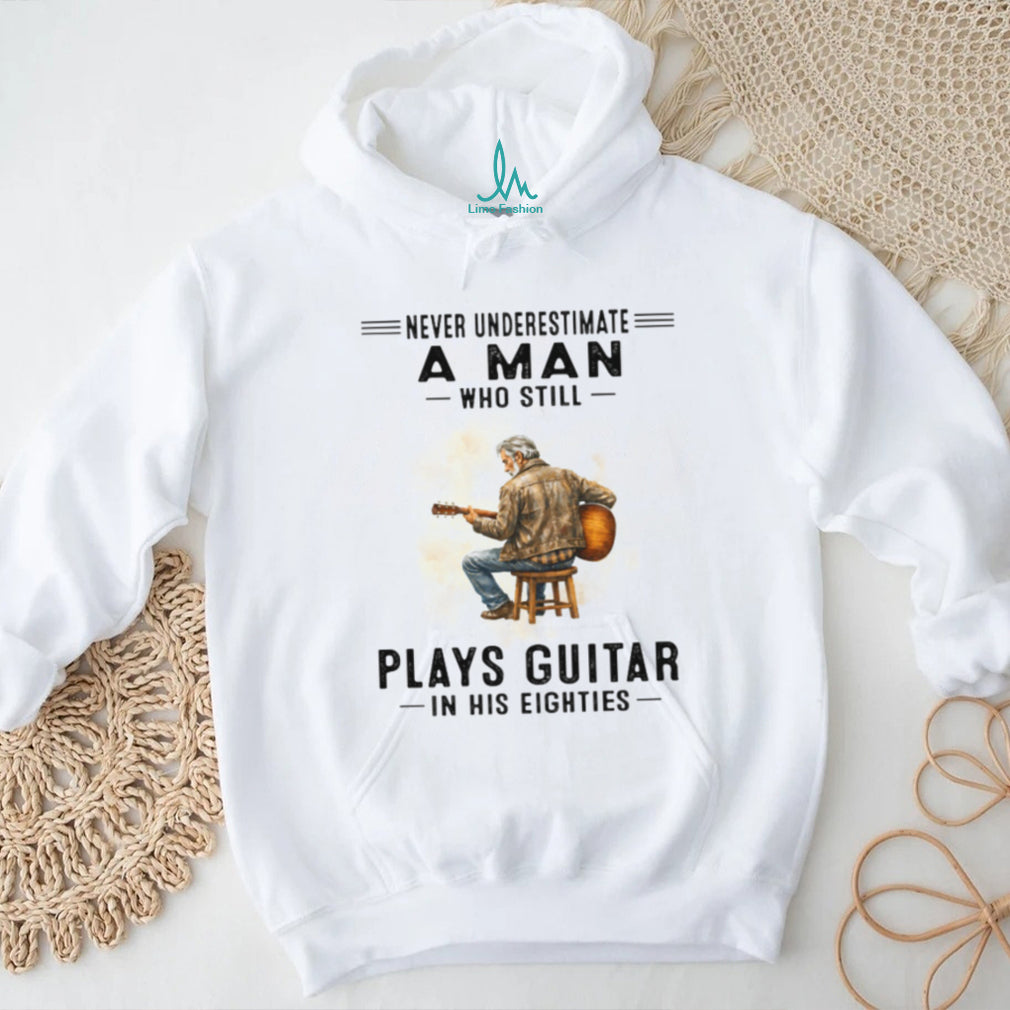 Old Man Plays Guitar Eighties Acoustic Musician Shirt