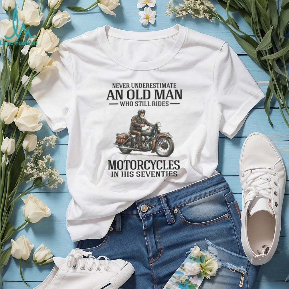 Old Man Riding Motorcycle Seventies Biker Gift T Shirt