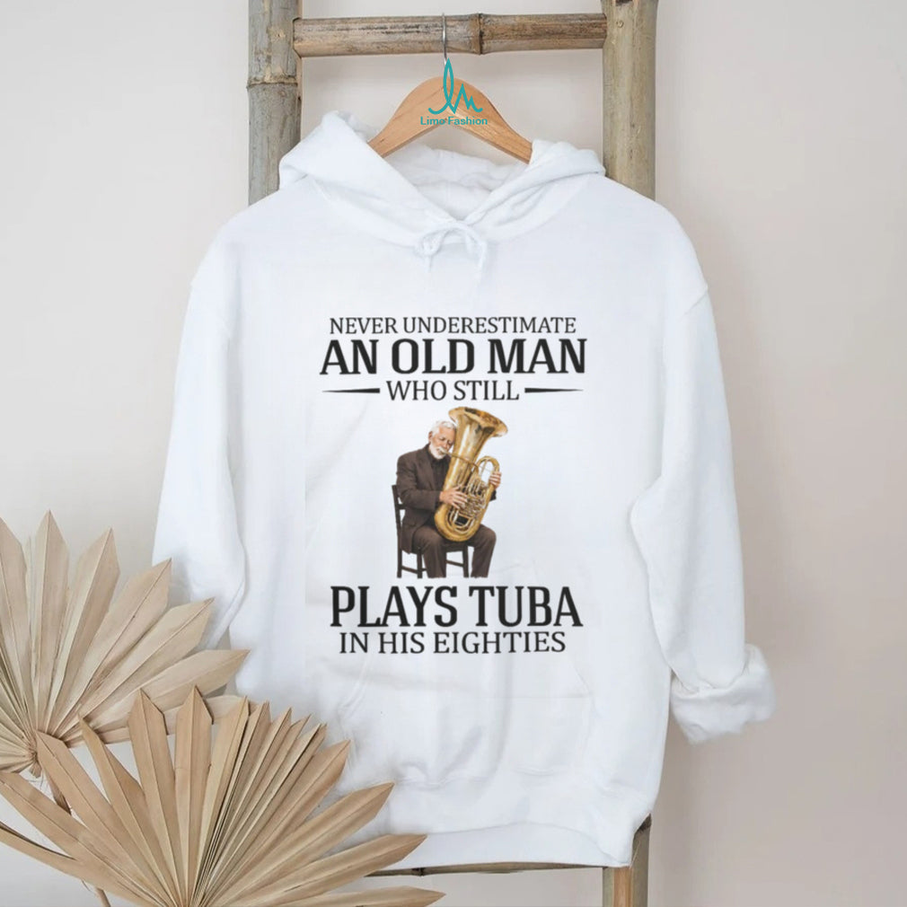 Old Man Tuba Player Eighties Theme Musical Instrument Senior T Shirt