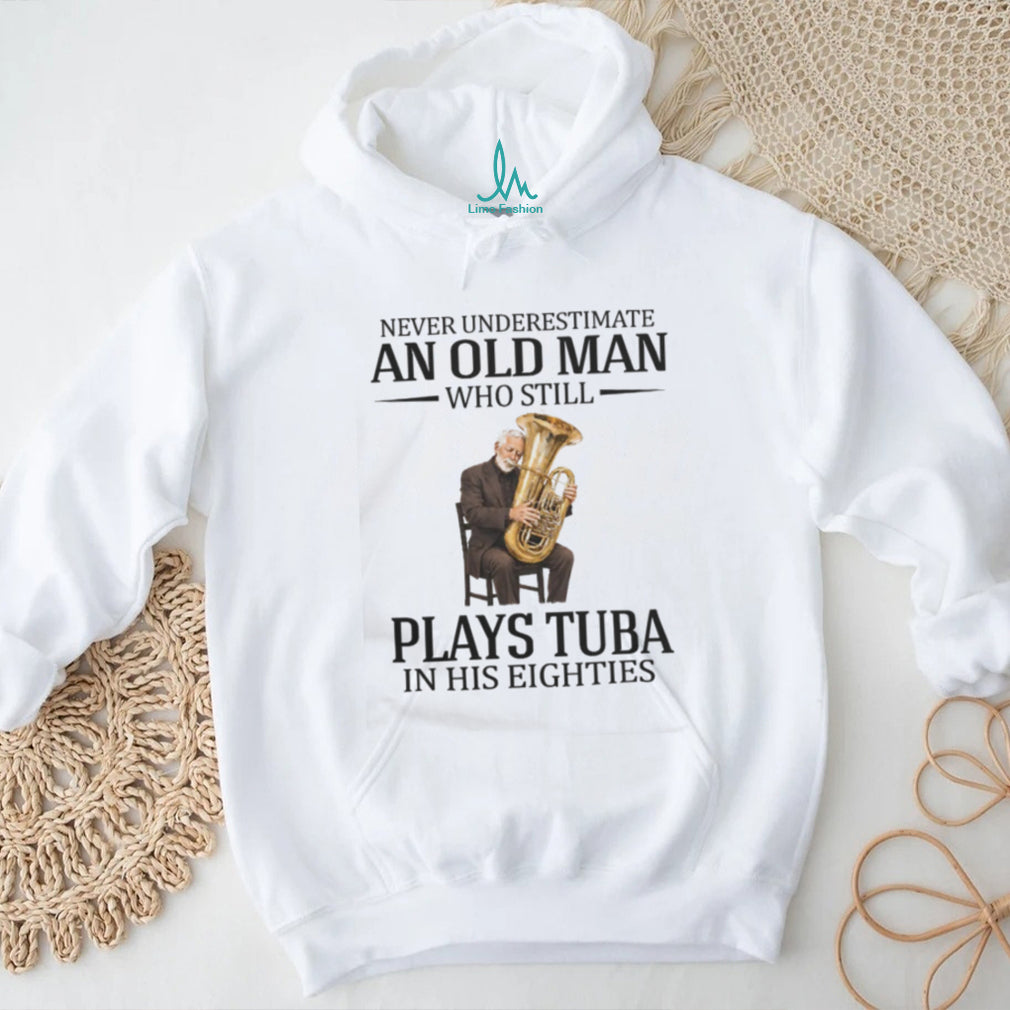 Old Man Tuba Player Eighties Theme Musical Instrument Senior T Shirt