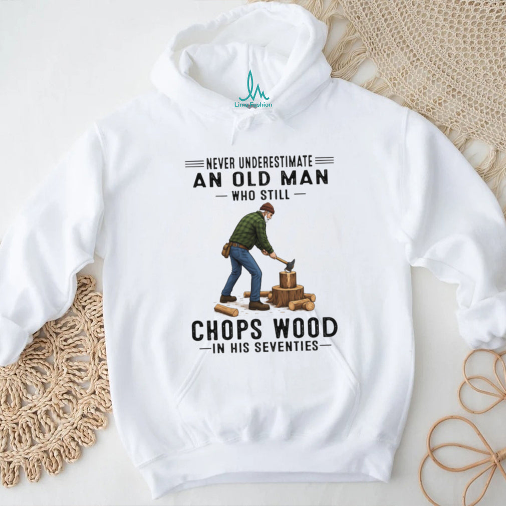 Old Man Wood Chopping Lumberjack 70s T Shirt