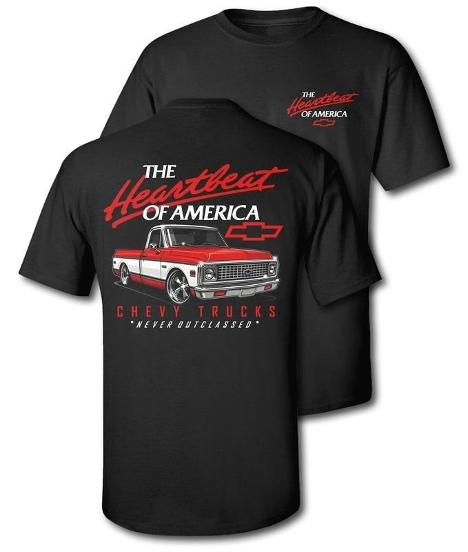 Old School Legend Tee Red Chevy 'Never Outclassed' Heather Rust Casual Graphic Top for Fans Menswear Streetwear Biker,...