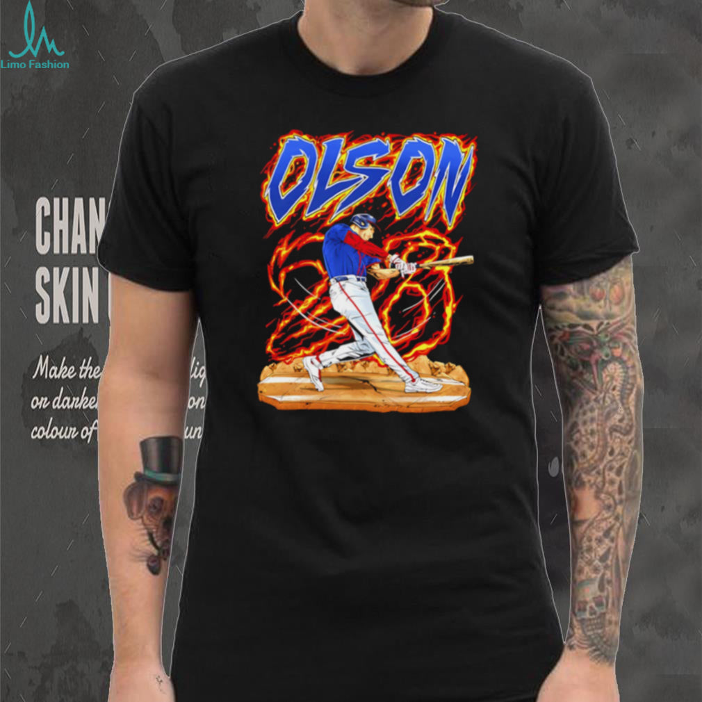 Olson 28 Baseball Batter Flame Sports T Shirt