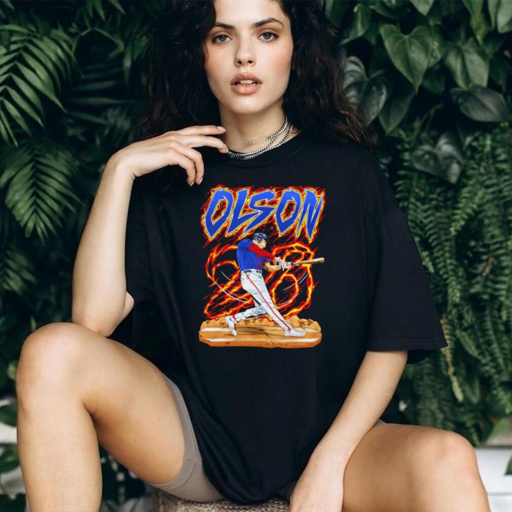 Olson 28 Baseball Batter Flame Sports T Shirt