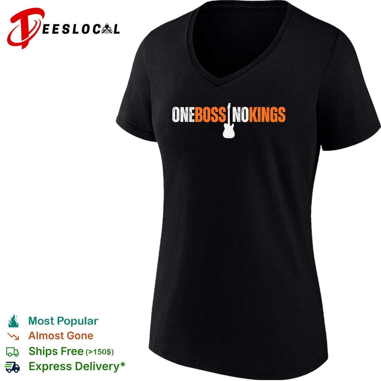 One boss no kings electric guitar shirt
