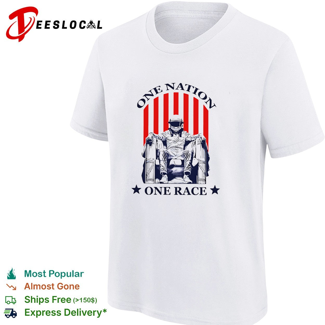 One nation one race racing driver Lincoln Memorial pose shirt