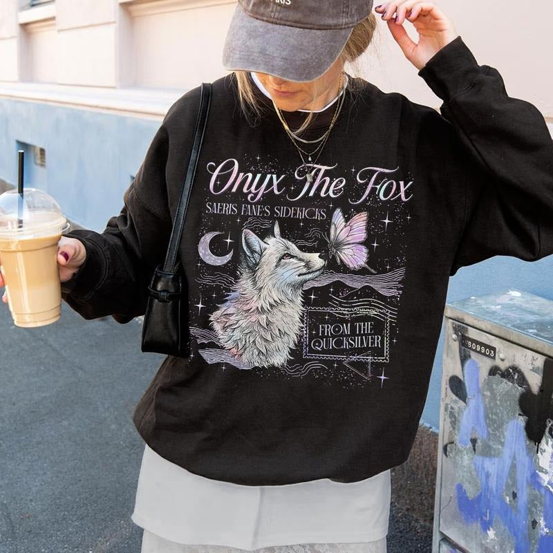 Onyx The Fox Quicksilver Sweatshirt, Saeris Fane Kingfisher T Shirt, Fae and Alchemy Little Osha Tee, Gift For Book Lover...
