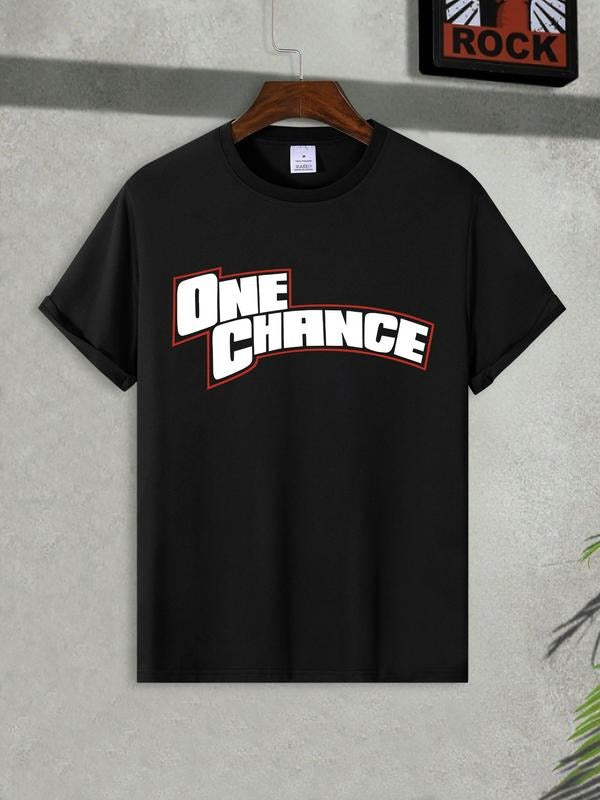 Opportunity Letter Print T-Shirt, Short Sleeve Casual Fitted Top, Summer Fashion Trendy Tee for Men & Women, All Seasons...