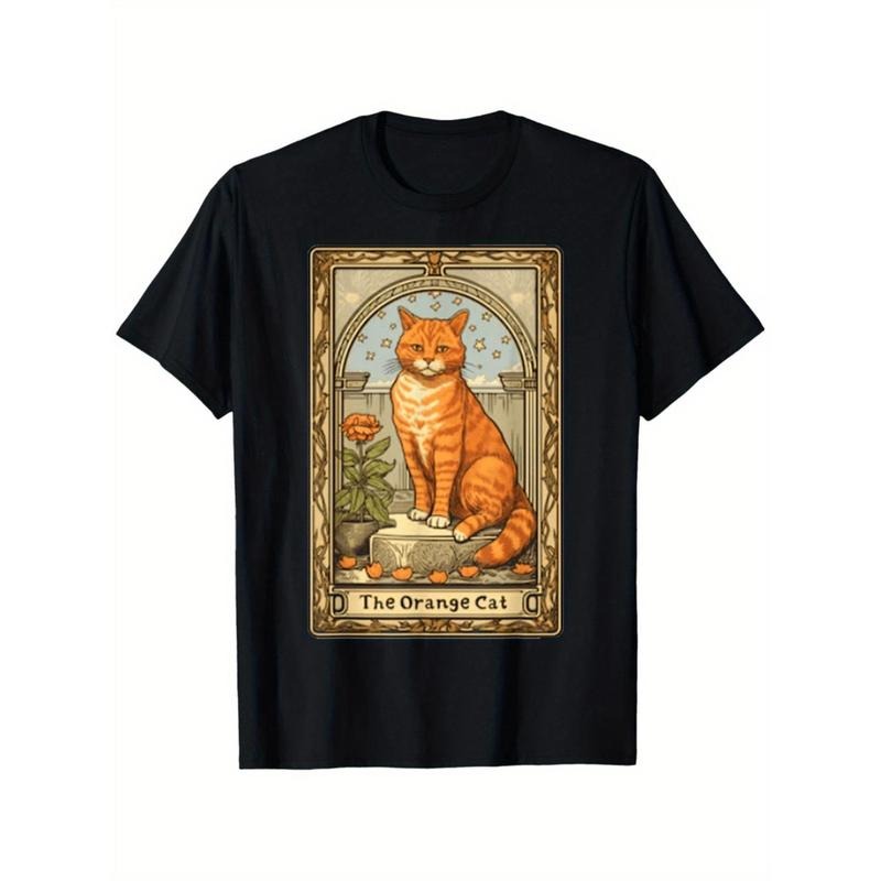 Orange Cat Inspired Tarot Card T-Shirt A Perfect Gift for Family and Friends Available in Plus Sizes Made