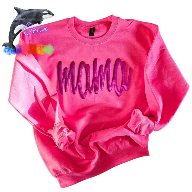 Orca ~ CUSTOM TEXT Unisex Sweatshirts with Metallic Puff ~ Small - 4XL Christmas gift ~ Mama ~ Gigi ~ Nurse ~ Dramatic ~...