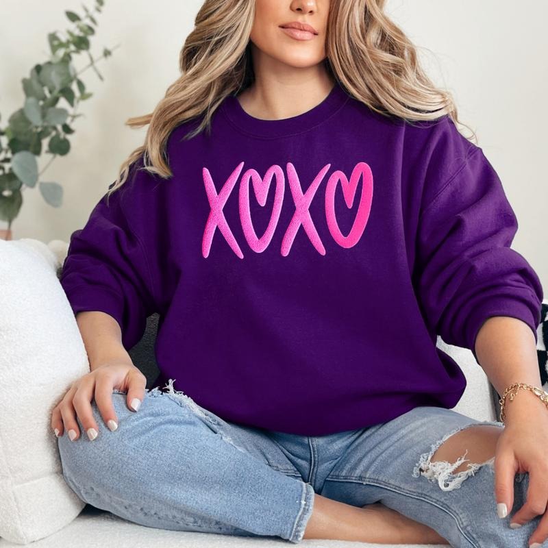 Orca ~ XOXO Unisex Sweatshirts with Puff ~ Small - 4XL Crewneck Casual Womenswear  Comfortable Fit Cute T-Shirts, Hoodie