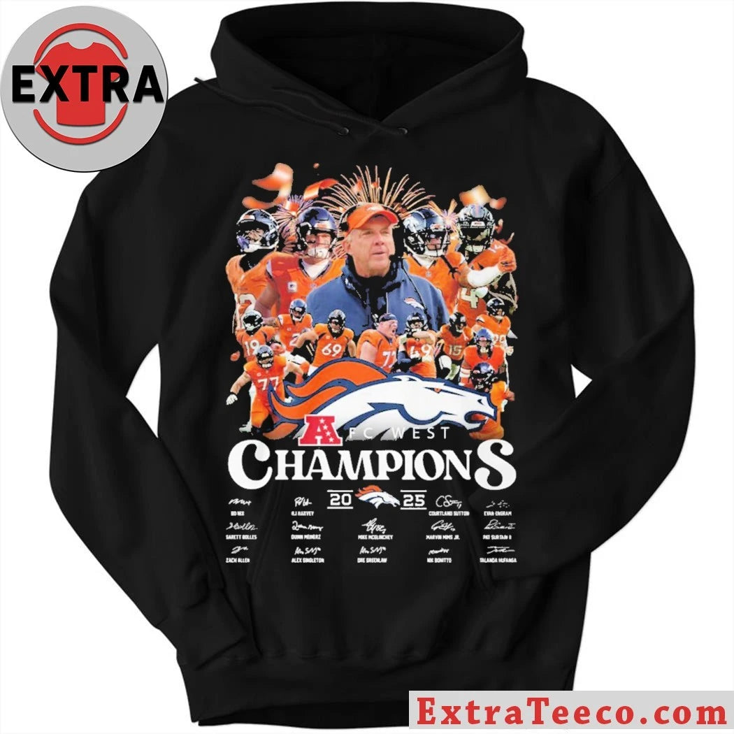 Original 2025 Broncos AFC West Champions Signature And Logo Shirt