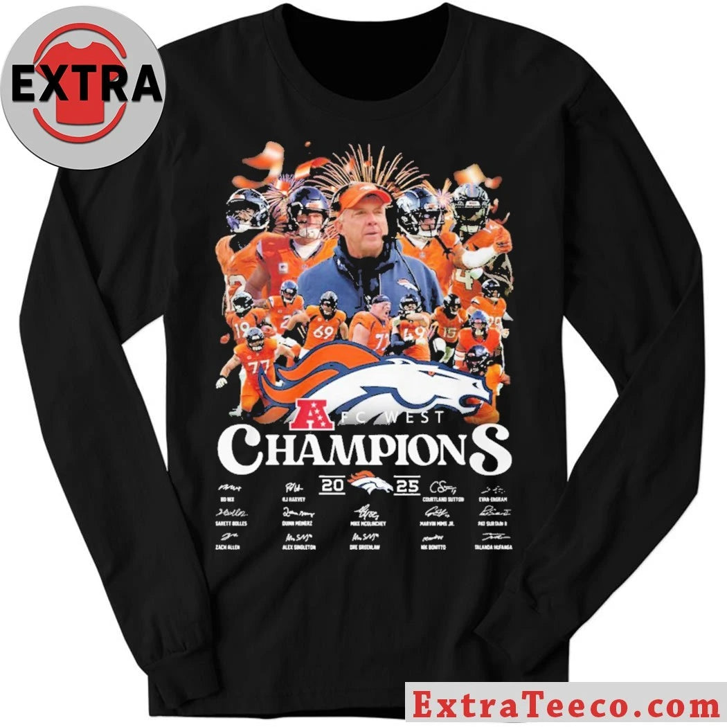 Original 2025 Broncos AFC West Champions Signature And Logo Shirt