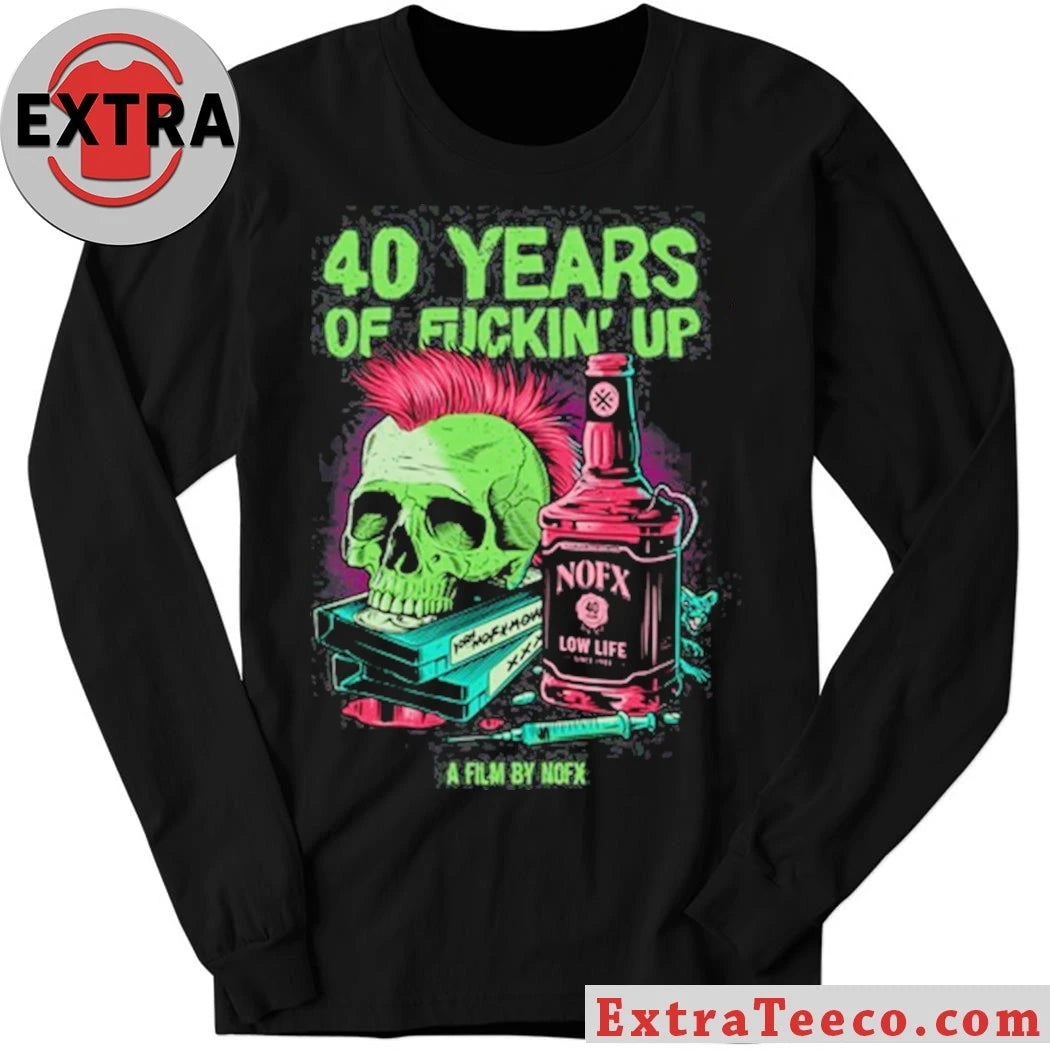 Original 40 Years Of Fuckin Up A Film By NOFX Bottle Skull Shirt