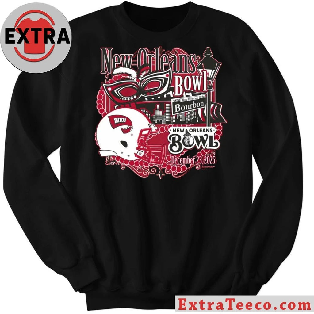Original Celebrate the 2025 New Orleans Bowl with WKU mask graphics, helmets, and street signs Shirt