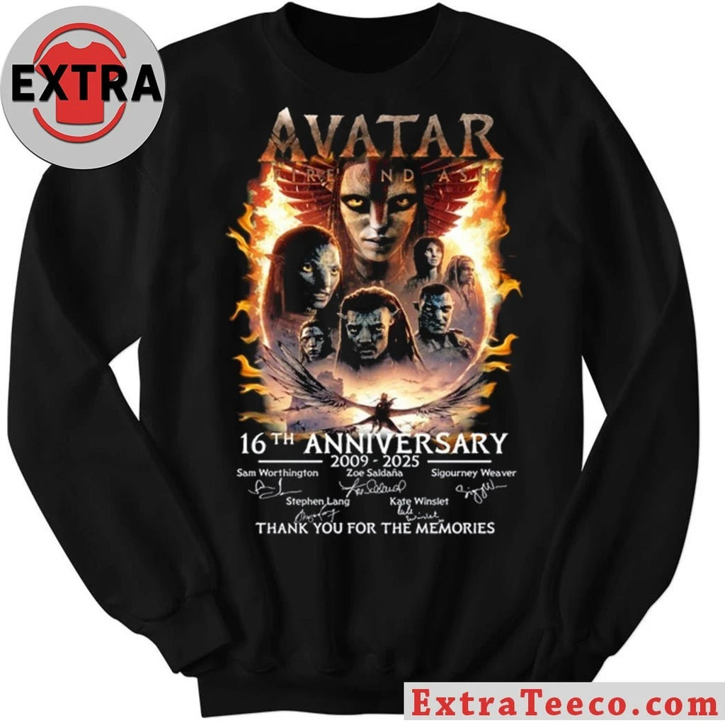 Original Celebrating 16 years since Avatar Fire and Ash Sam Worthington, Zoe Saldaña, Sigourney Weaver, Stephen Lang, and Kate Winslet. December 19, 2025 Signature Shirt