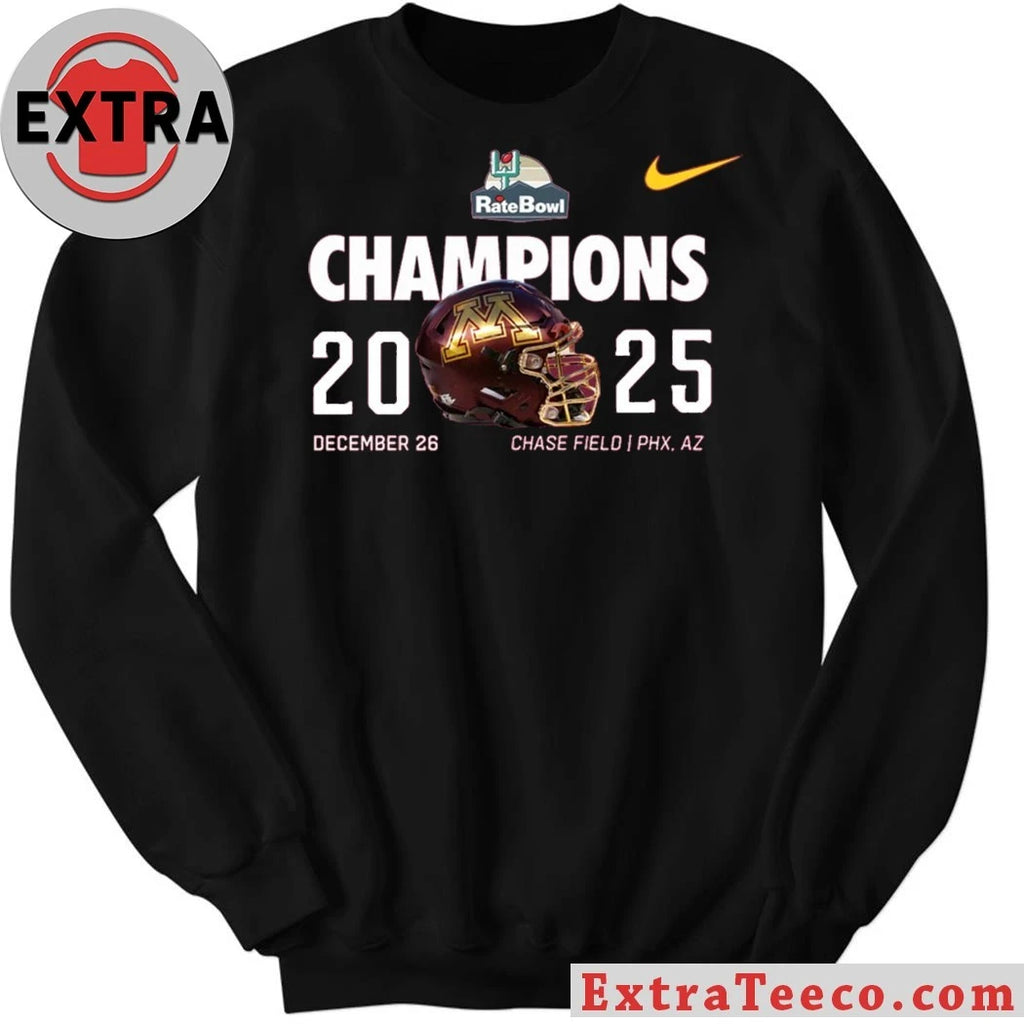 Original Celebrating the Minnesota Golden Gophers’ 2025 Rate Bowl championship at Chase Field Stadium, Phoenix, Arizona, December 26 Logo T-Shirt
