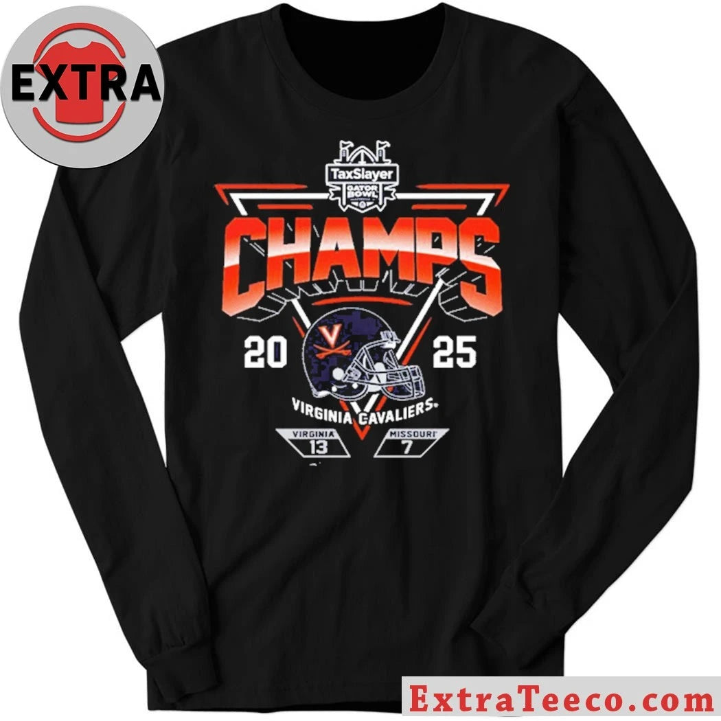 Original Celebrating the Virginia Cavaliers’ 13-7 victory over Missouri in the 2025 TaxSlayer Gator Bowl Logo Shirt