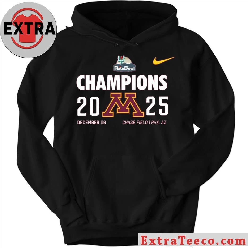 Original Celebrating the victory of the Minnesota Golden Gophers football team at the 2025 Rate Bowl on December 26, 2025, at Chase Field in Phoenix, Arizona Logo T-Shirt