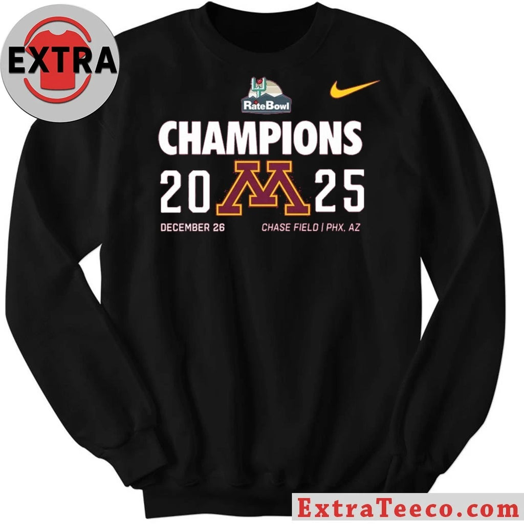 Original Celebrating the victory of the Minnesota Golden Gophers football team at the 2025 Rate Bowl on December 26, 2025, at Chase Field in Phoenix, Arizona Logo T-Shirt