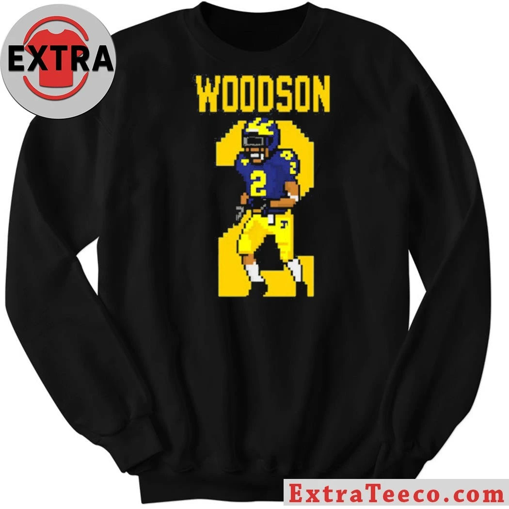 Original Charles Woodson Michigan Wolverines Retro Pixel Art Tribute Logo T-Shirt