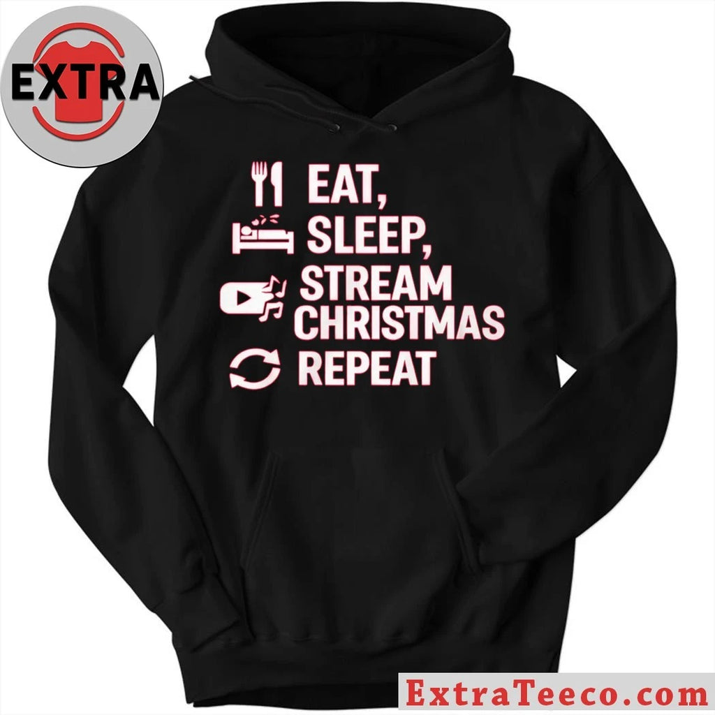 Original Eat Sleep Stream Christmas Repeat T-Shirt