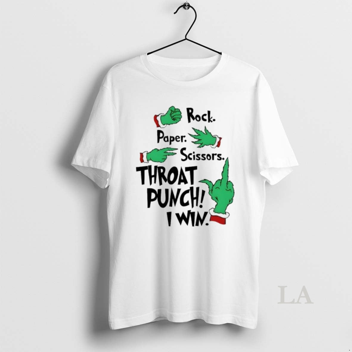 Original Grinch Hand Rock Paper Scissors Throat Punch I Win Christmas T-Shirts, Hoodie, Sweatshirt | PodTeesHub.com
