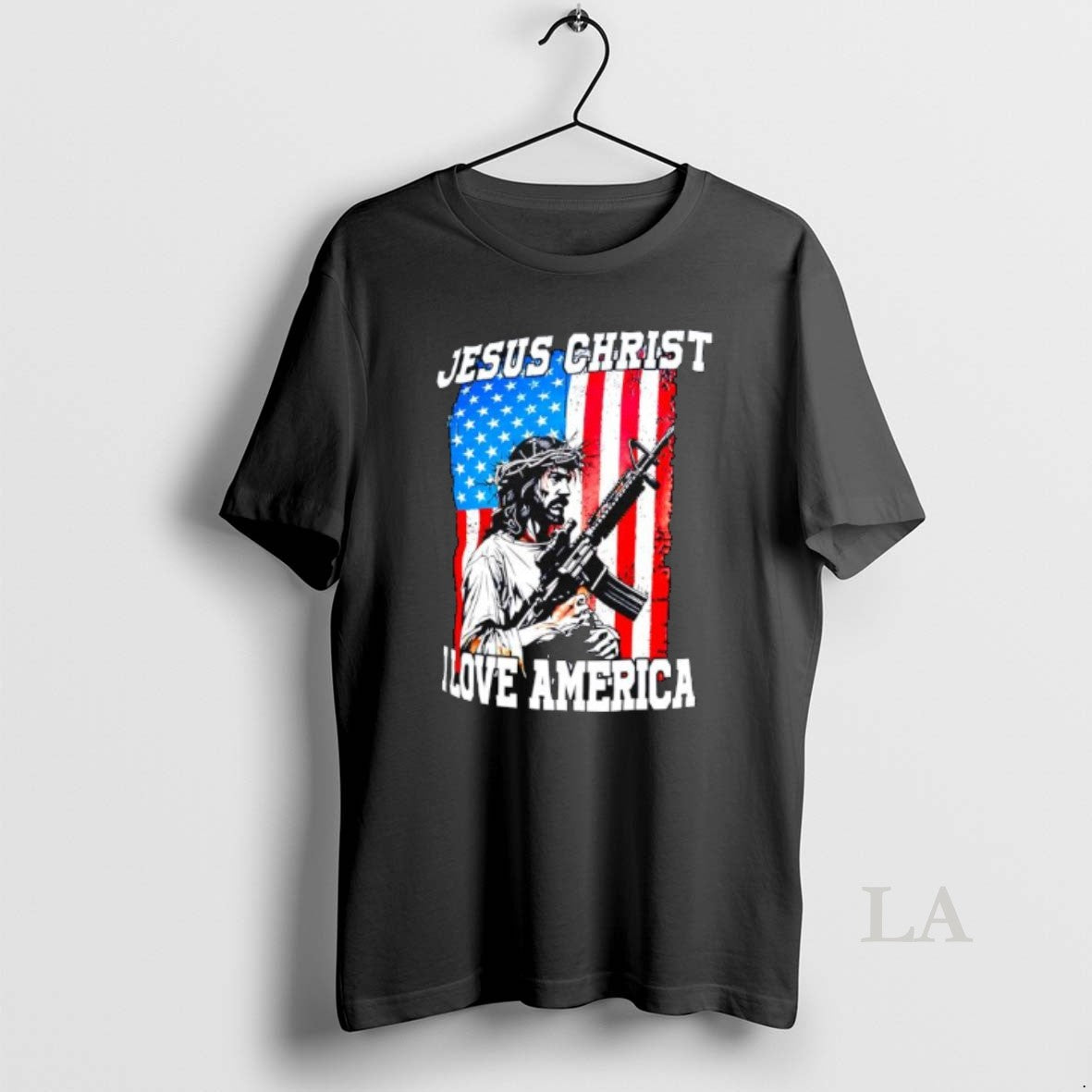 Original Jesus Christ I Love America Rifle American Flag Graphic T-Shirts, Hoodie, Sweatshirt | PodTeesHub.com