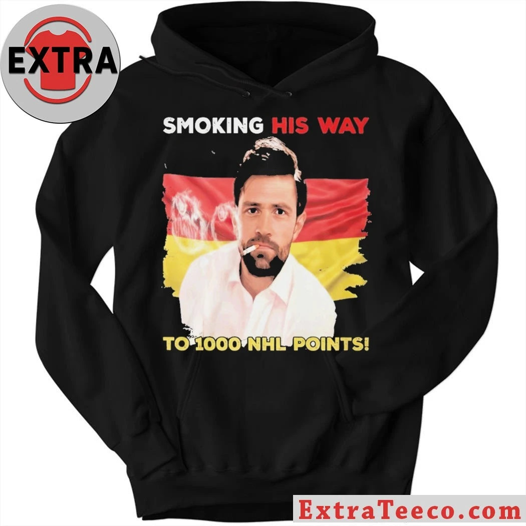 Original Leon Draisaitl NHL Smoking His Way To 1000 Hockey Points T-Shirt