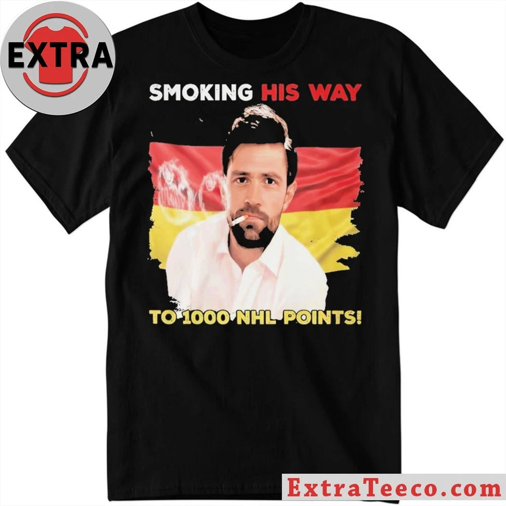 Original Leon Draisaitl NHL Smoking His Way To 1000 Hockey Points T-Shirt