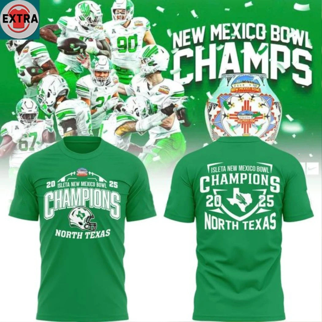 Original North Texas Mean Green New Mexico Bowl Champions 2025 Hoodie T-Shirt