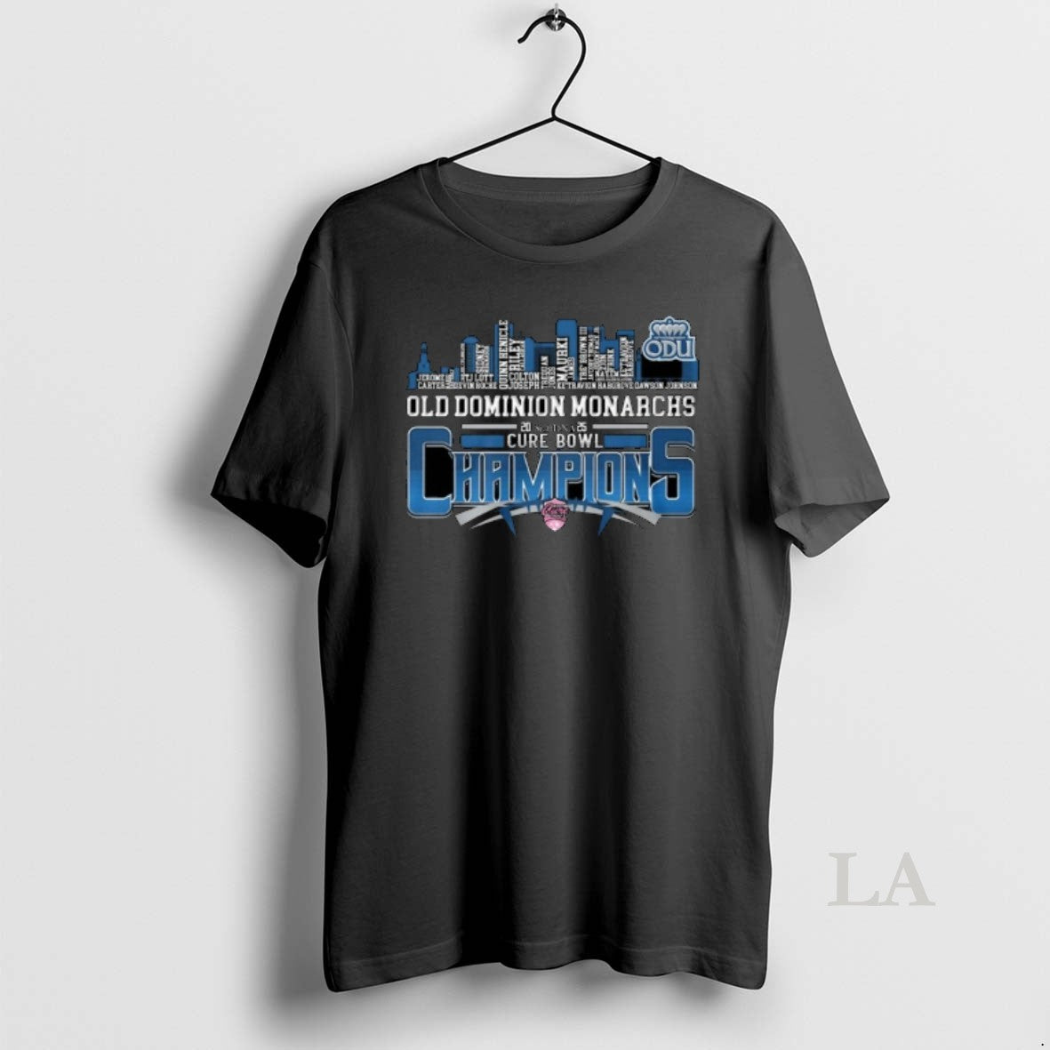 Original Old Dominion Monarchs 2025 Staffdna Cure Bowl Champions Players Names Skyline T-Shirts, Hoodie, Sweatshirt