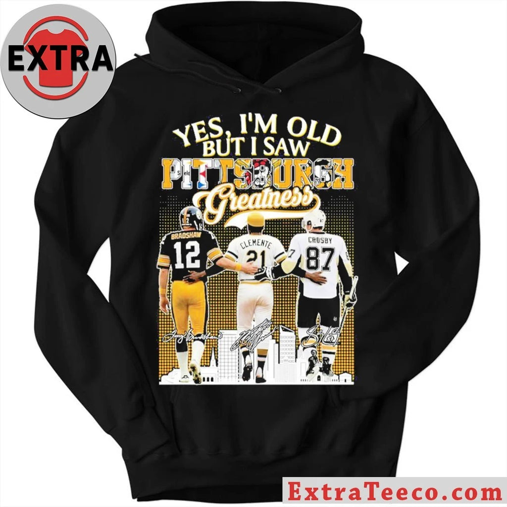 Original Pittsburgh sports legends Terry Bradshaw, Roberto Clemente, and Sidney Crosby Signature Shirt