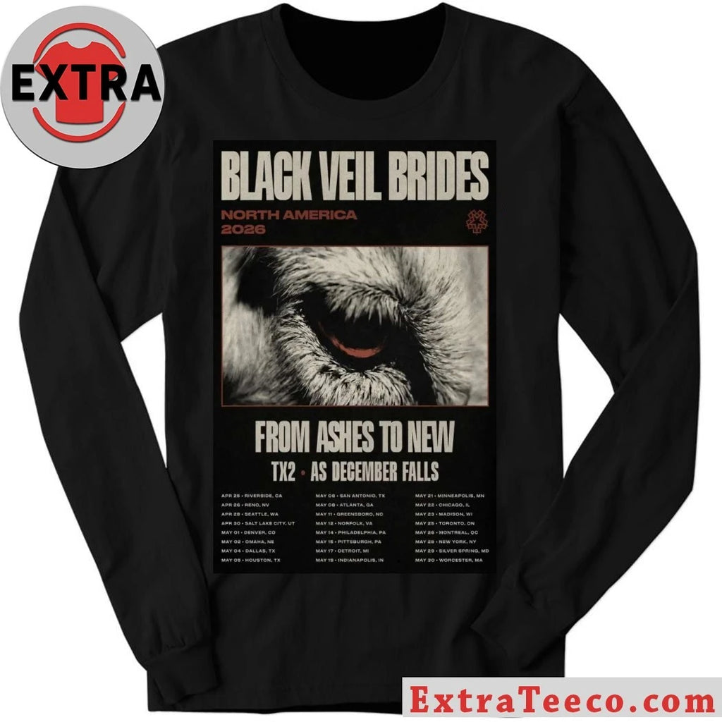 Original Poster Black Veil Brides North American Tour 2026 T-Shirt
